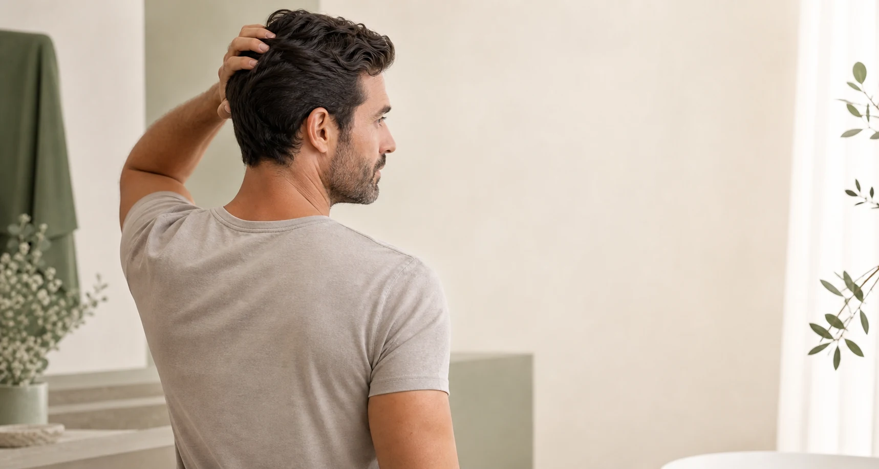 Uomo durante il trattamento cosmetico per cuoio capelluto e capelli